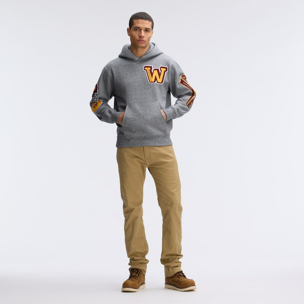 Washington Commanders IconicFleece Letterman Hoodie Athletic Heather Gray | Fanatics