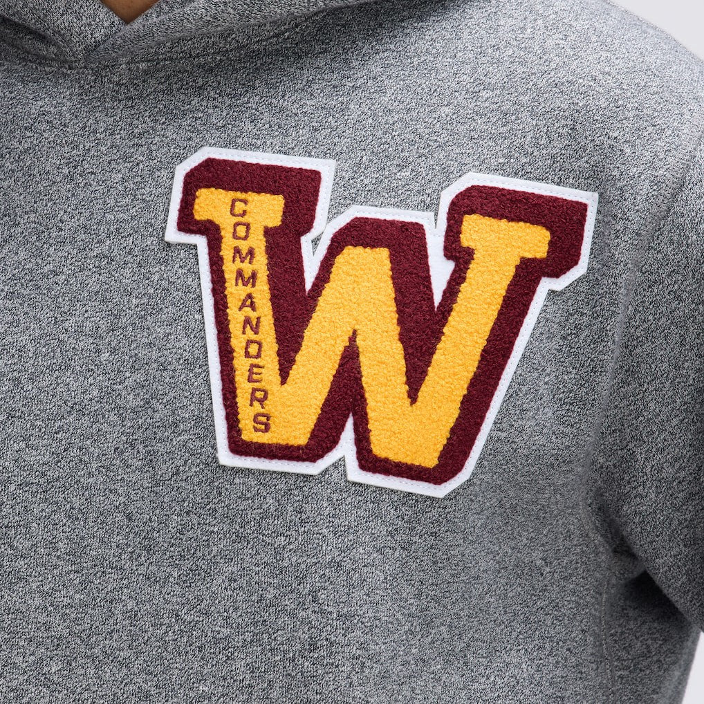 Washington Commanders IconicFleece Letterman Hoodie Athletic Heather Gray | Fanatics