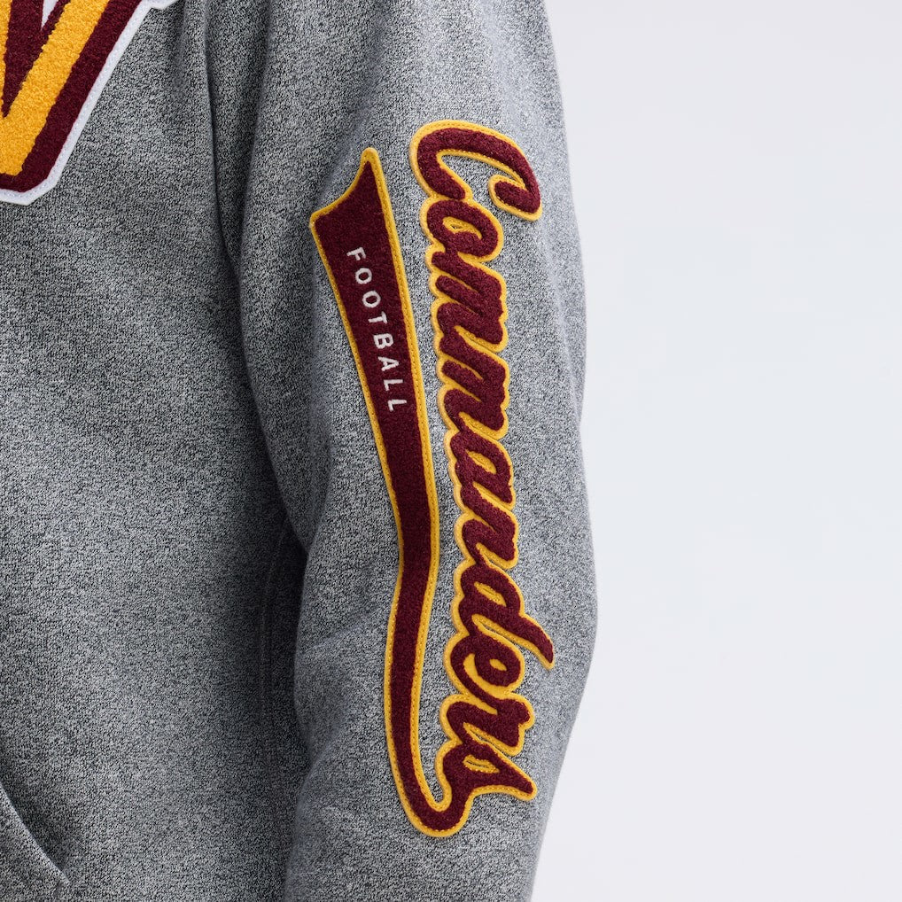 Washington Commanders IconicFleece Letterman Hoodie Athletic Heather Gray | Fanatics