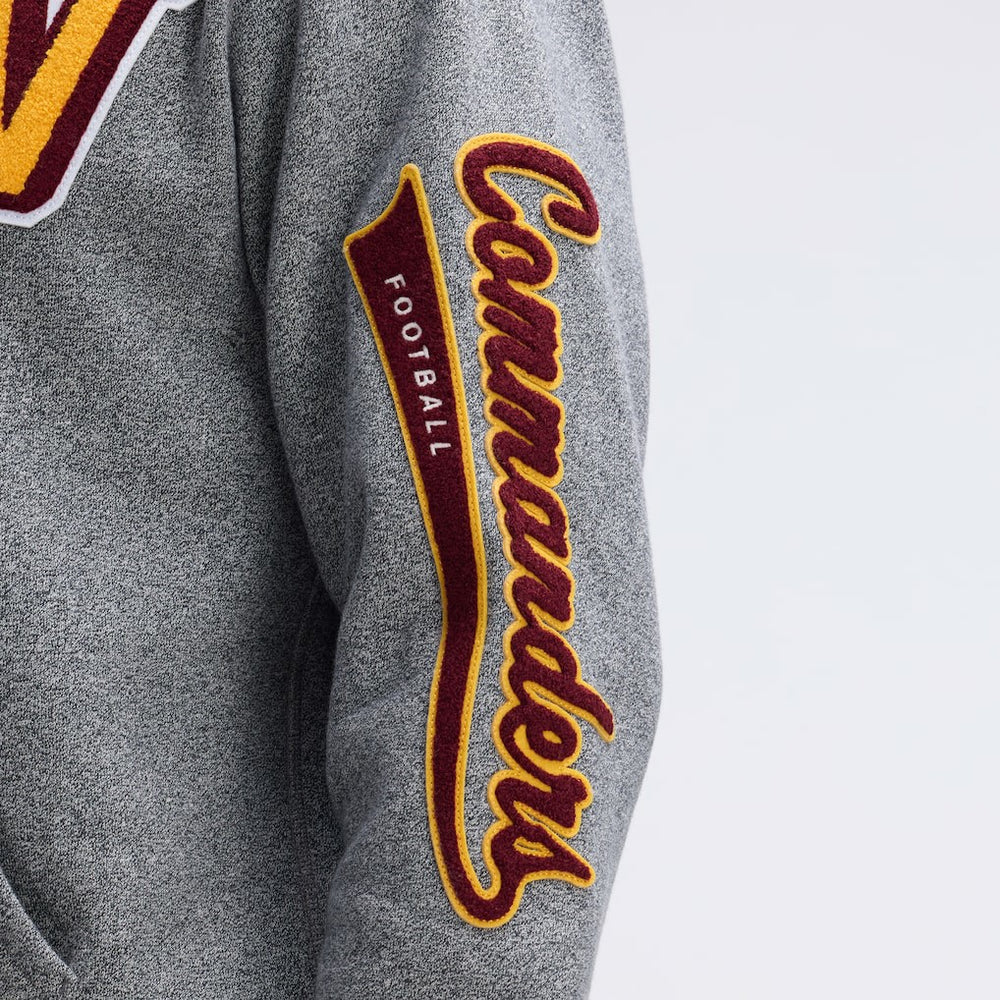 Washington Commanders IconicFleece Letterman Hoodie Athletic Heather Gray | Fanatics