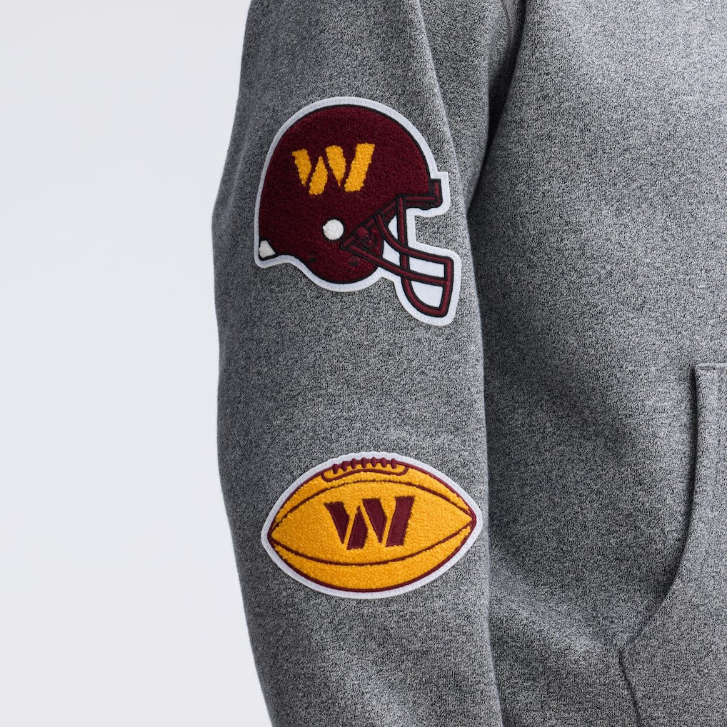 Washington Commanders IconicFleece Letterman Hoodie Athletic Heather Gray | Fanatics