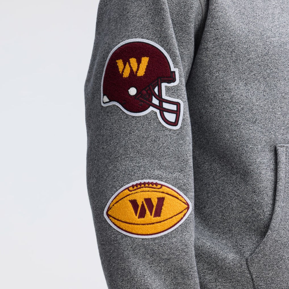 Washington Commanders IconicFleece Letterman Hoodie Athletic Heather Gray | Fanatics