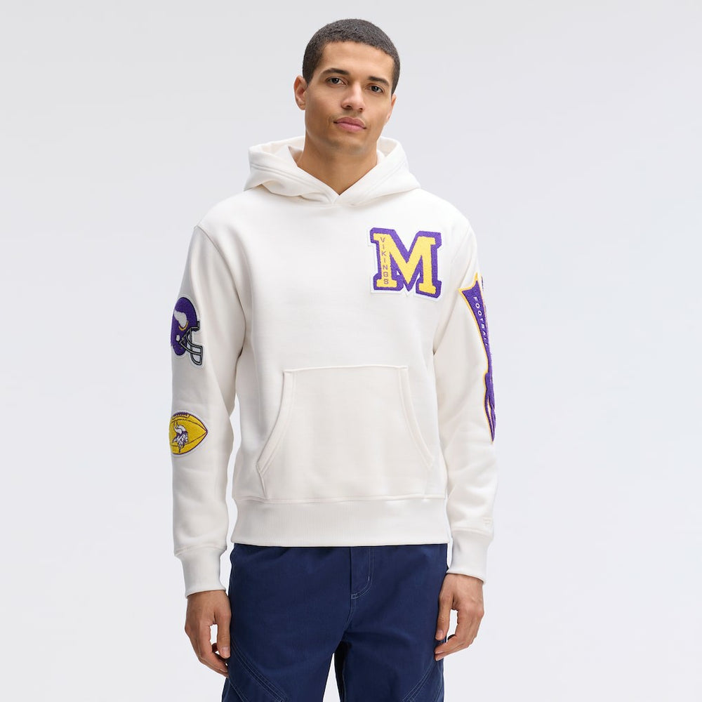 Minnesota Vikings IconicFleece Letterman Hoodie Oatmeal | Fanatics