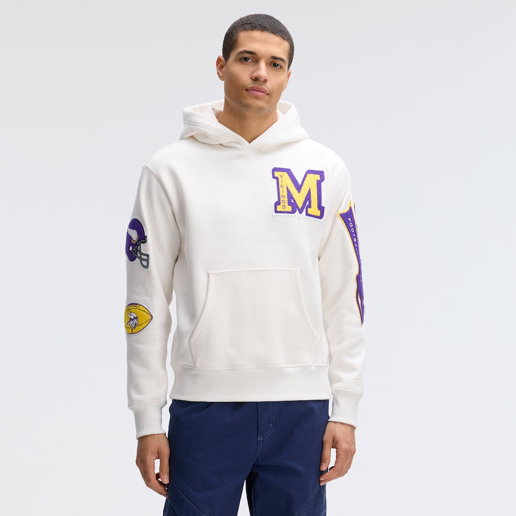 Minnesota Vikings IconicFleece Letterman Hoodie Oatmeal | Fanatics