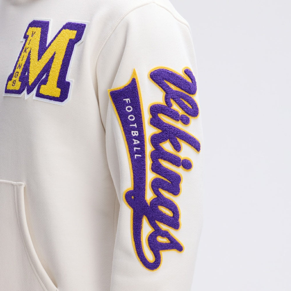 Minnesota Vikings IconicFleece Letterman Hoodie Oatmeal | Fanatics