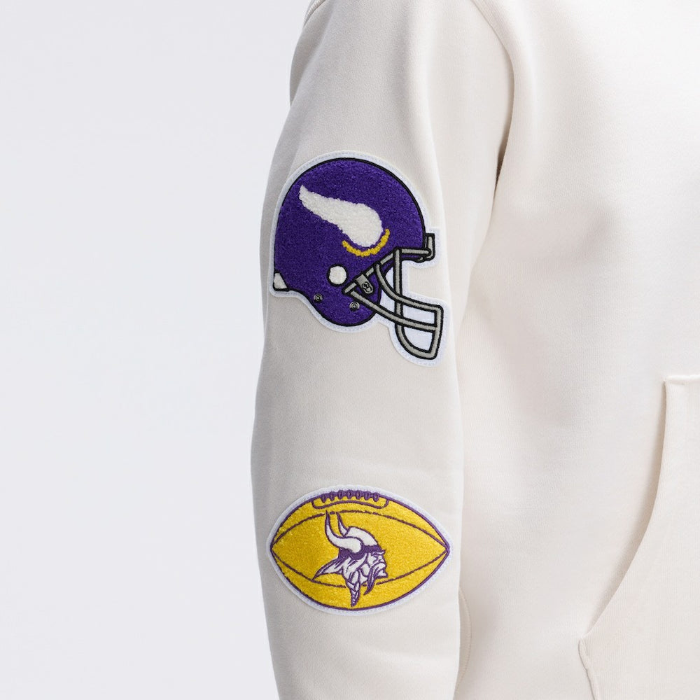 Minnesota Vikings IconicFleece Letterman Hoodie Oatmeal | Fanatics