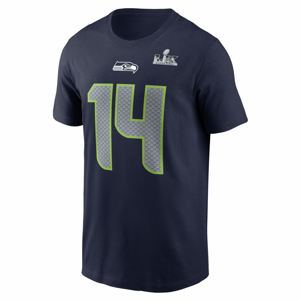 Sam Darnold Seattle Seahawks Super Bowl LX Patch Name & Number T-Shirt College Navy | Nike for Sale