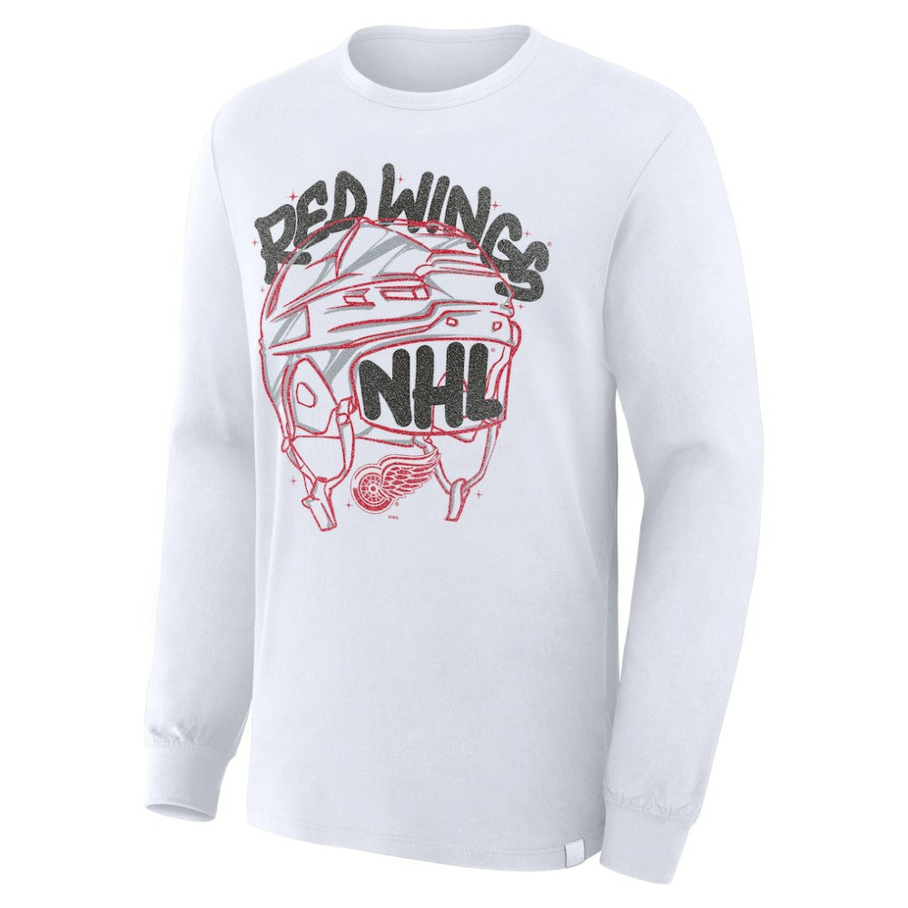 Detroit Red Wings Fanatics Star Helmet Legacy Long Sleeve T-Shirt - White - NHL