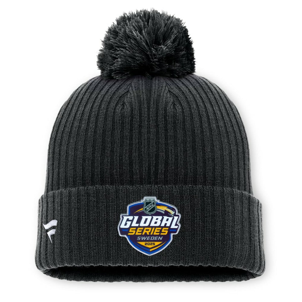 Pittsburgh Penguins Fanatics 2025 NHL Global Series Sweden Cuffed Knit Hat with Pom - Black - NHL