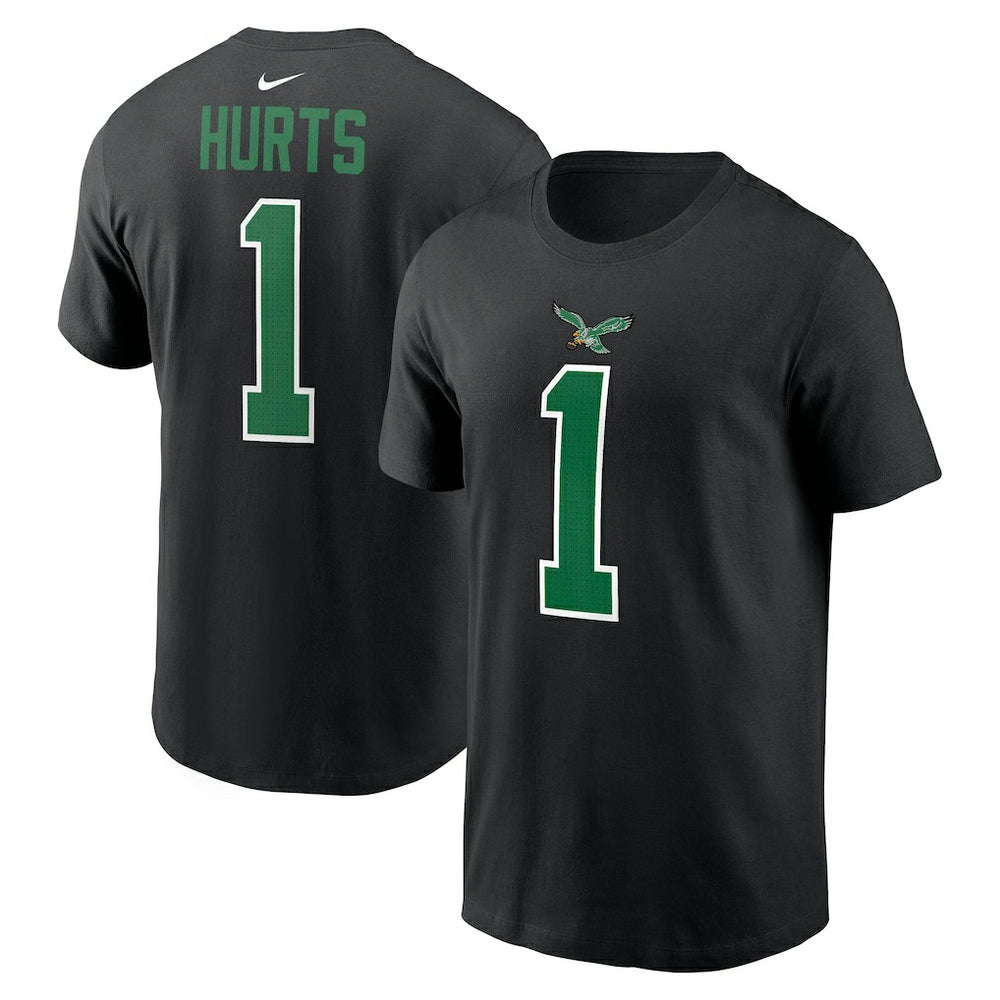 Jalen Hurts Philadelphia Eagles Player Name & Number T-Shirt Black | Nike for Sale