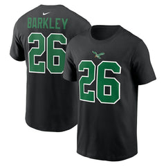 Saquon Barkley Philadelphia Eagles Player Name & Number T-Shirt Black | Nike for Sale