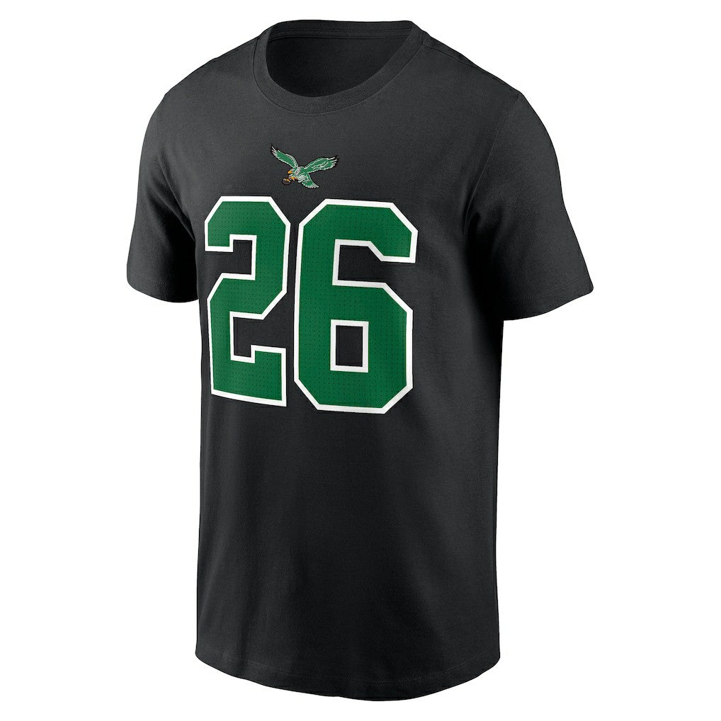 Saquon Barkley Philadelphia Eagles Player Name & Number T-Shirt Black | Nike for Sale
