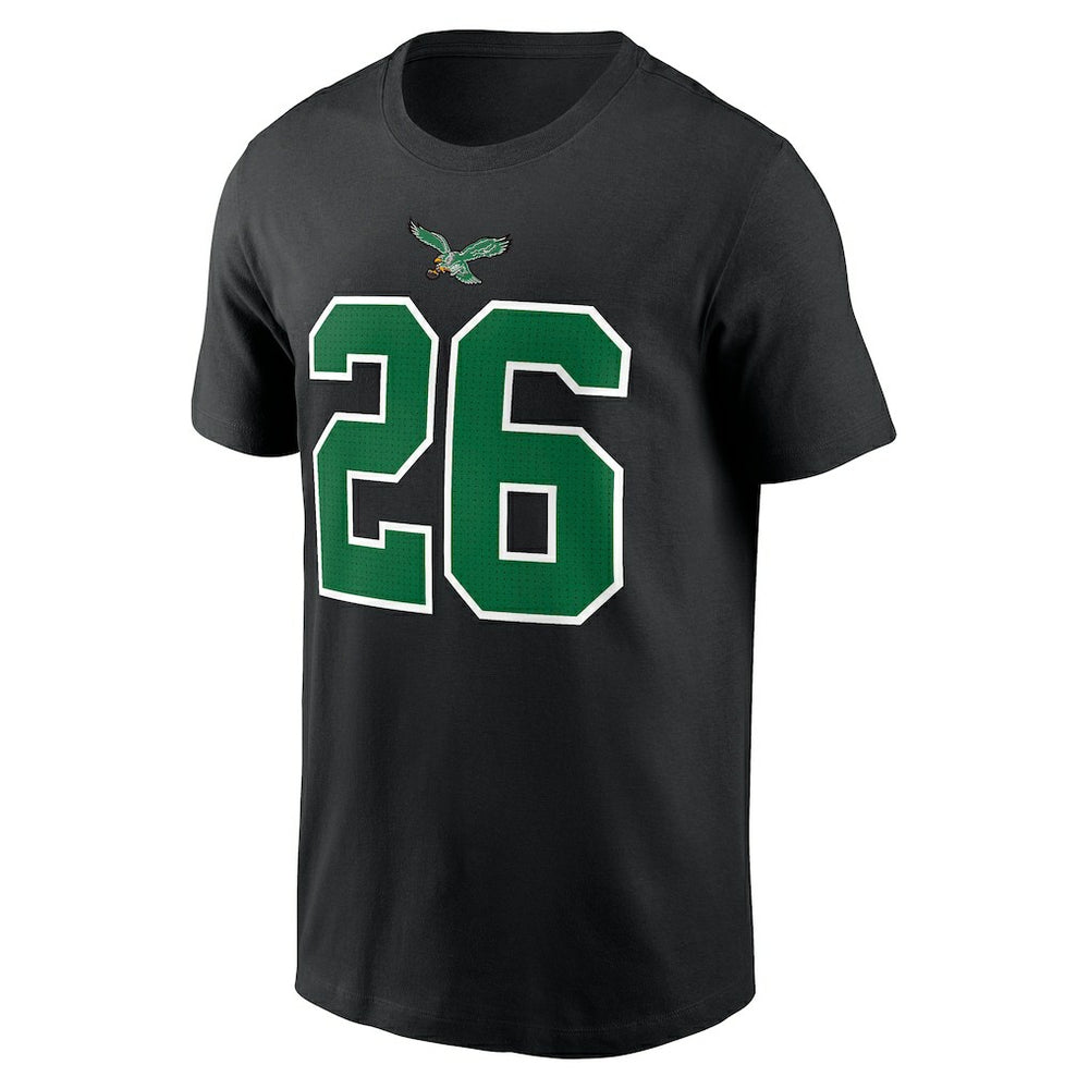 Saquon Barkley Philadelphia Eagles Player Name & Number T-Shirt Black | Nike for Sale