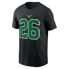 Saquon Barkley Philadelphia Eagles Player Name & Number T-Shirt Black | Nike for Sale