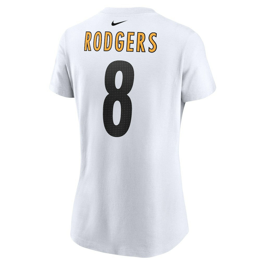 Aaron Rodgers Pittsburgh Steelers Women's Name & Number T-Shirt White | Nike for Sale