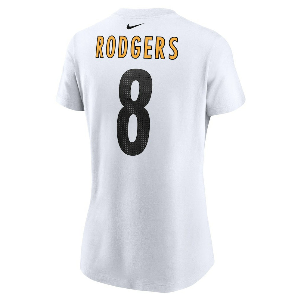 Aaron Rodgers Pittsburgh Steelers Women's Name & Number T-Shirt White | Nike for Sale