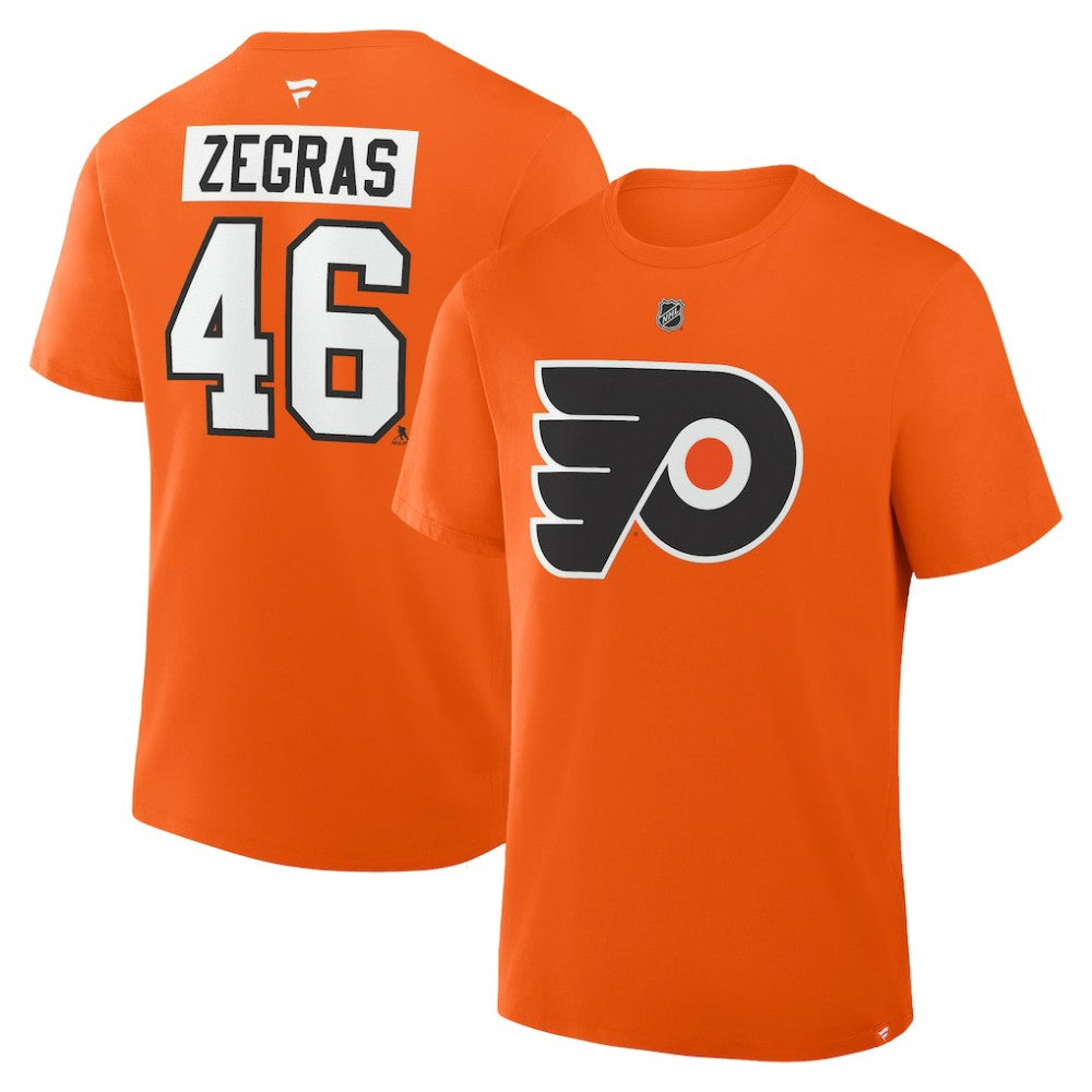 Trevor Zegras Philadelphia Flyers Fanatics Authentic Stack Name & Number T-Shirt - Orange - NHL