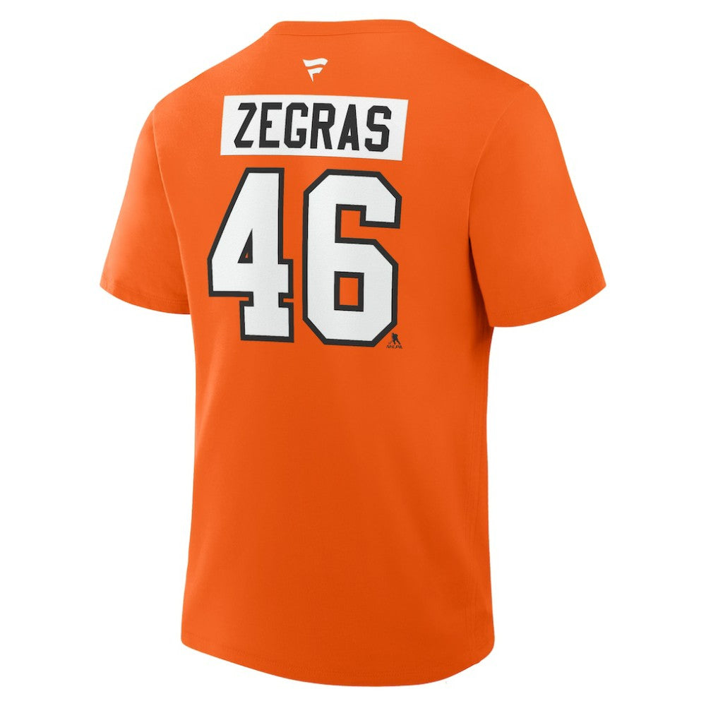 Trevor Zegras Philadelphia Flyers Fanatics Authentic Stack Name & Number T-Shirt - Orange - NHL