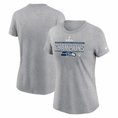 Seattle Seahawks Women's 2025 NFC Champions Locker Room Trophy Collection T-Shirt Heather Gray | Nike for Sale