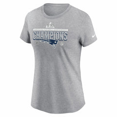 New England Patriots Women's 2025 AFC Champions Locker Room Trophy Collection T-Shirt Heather Gray | Nike for Sale