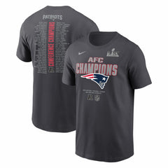 New England Patriots 2025 AFC Champions Roster T-Shirt Anthracite | Nike for Sale