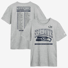 Seattle Seahawks Super Bowl LX Champions Ice Classic Roster T-Shirt Heather Gray | Nike for Sale