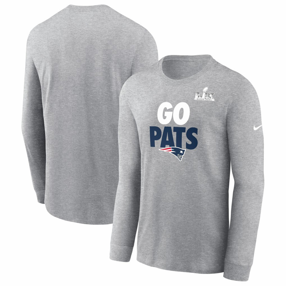 New England Patriots Super Bowl LX Fast As Fast Gets Long Sleeve T-Shirt Heather Gray | Nike for Sale
