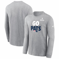 New England Patriots Super Bowl LX Fast As Fast Gets Long Sleeve T-Shirt Heather Gray | Nike for Sale