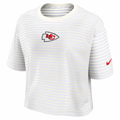 Kansas City Chiefs Women's Striped Cropped T-Shirt Yellow/Cream | Nike for Sale