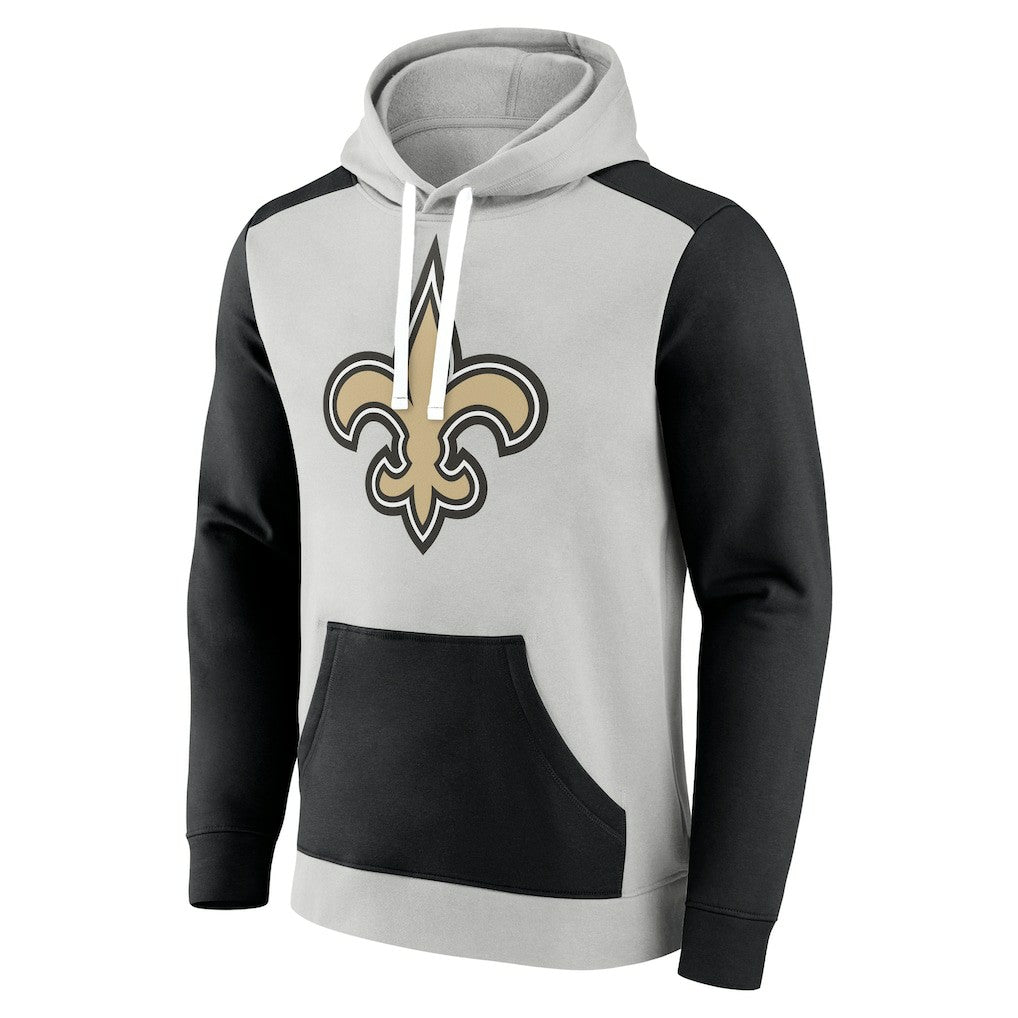 New Orleans Saints Big & Tall Team Fleece Pullover Hoodie Silver/Black | Fanatics