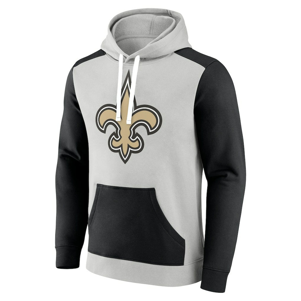 New Orleans Saints Big & Tall Team Fleece Pullover Hoodie Silver/Black | Fanatics