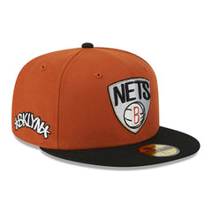 Brooklyn Nets Two-Tone 59FIFTY Fitted Hat Rust/Black - NBA