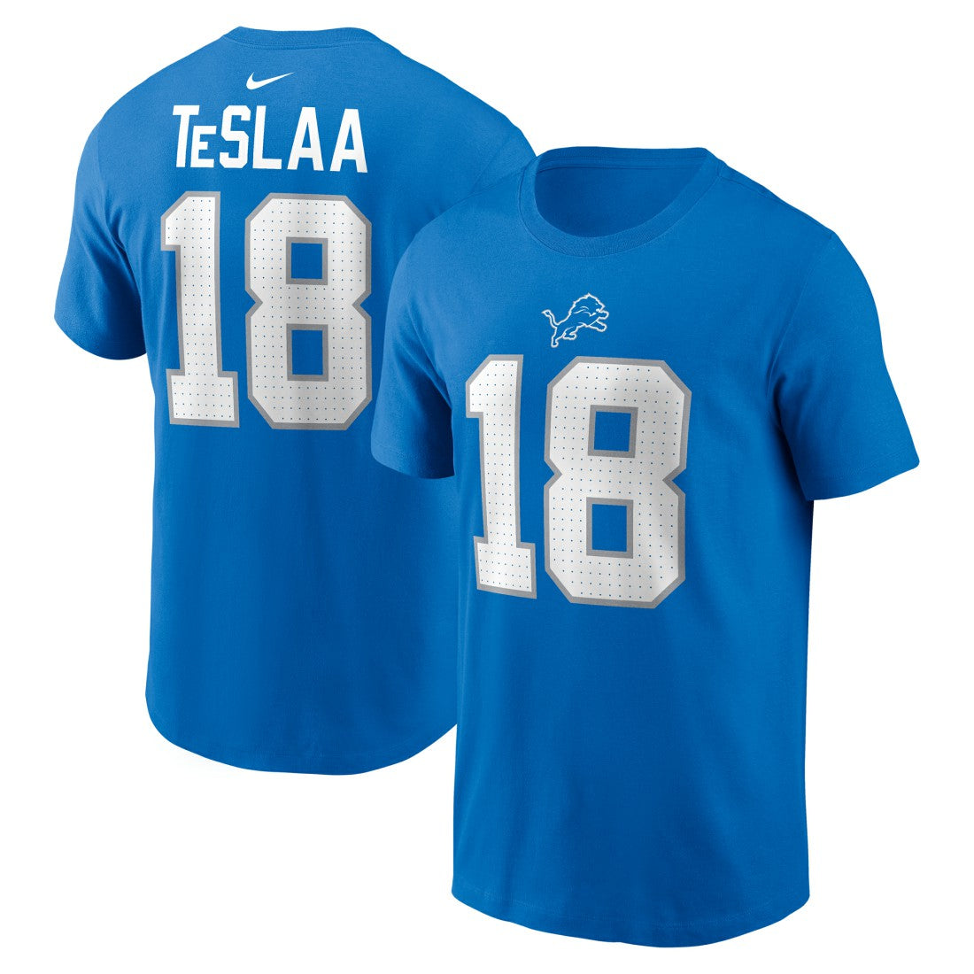 Isaac TeSlaa Detroit Lions Name & Number T-Shirt Blue | Nike for Sale