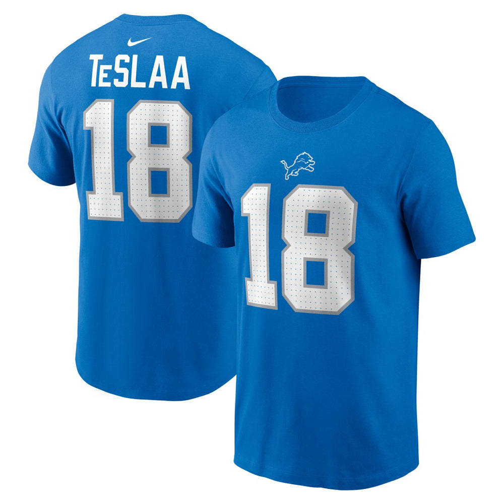 Isaac TeSlaa Detroit Lions Name & Number T-Shirt Blue | Nike for Sale