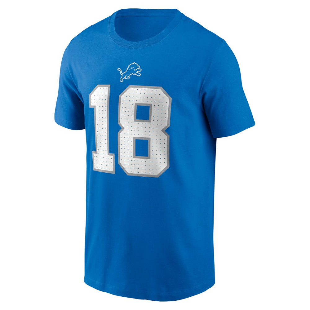 Isaac TeSlaa Detroit Lions Name & Number T-Shirt Blue | Nike for Sale
