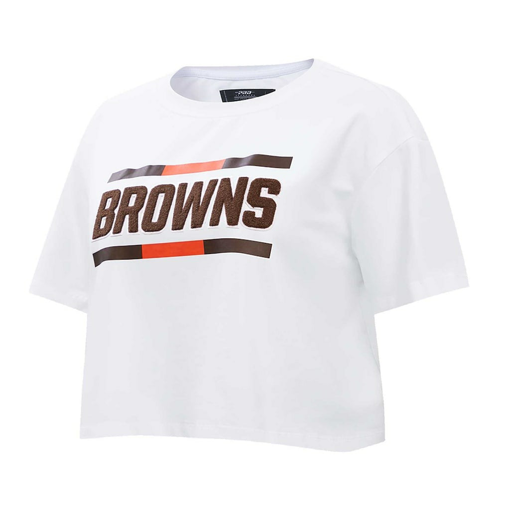 Cleveland Browns Pro Standard Women's New Helmet Capsule Cropped T-Shirt White | NFL