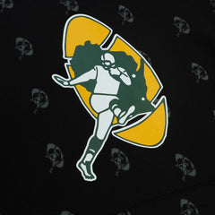 Green Bay Packers Allover Print Fleece Pullover Hoodie Black | Mitchell & Ness