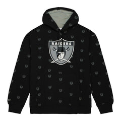 Las Vegas Raiders Allover Print Fleece Pullover Hoodie Black | Mitchell & Ness