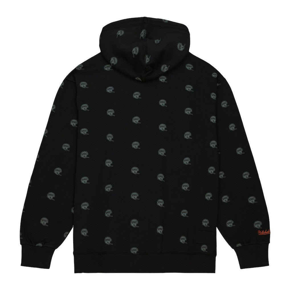 Cincinnati Bengals Allover Print Fleece Pullover Hoodie Black | Mitchell & Ness