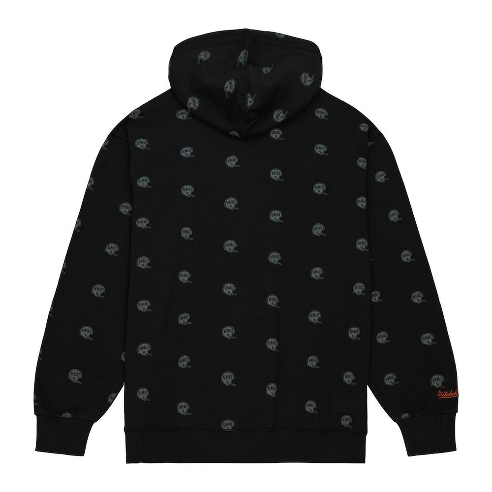 Cincinnati Bengals Allover Print Fleece Pullover Hoodie Black | Mitchell & Ness