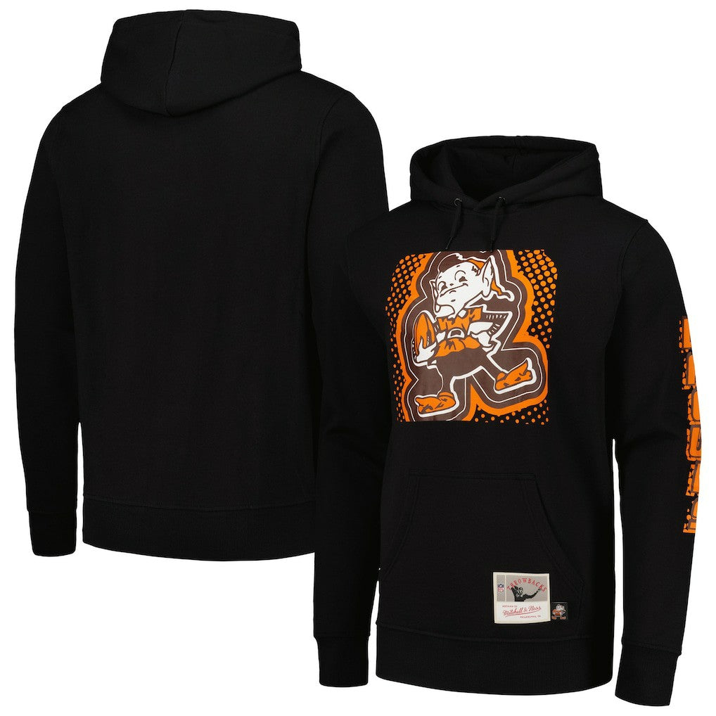 Cleveland Browns Gridiron Classics Big Face 7.0 Pullover Hoodie Black | Mitchell & Ness