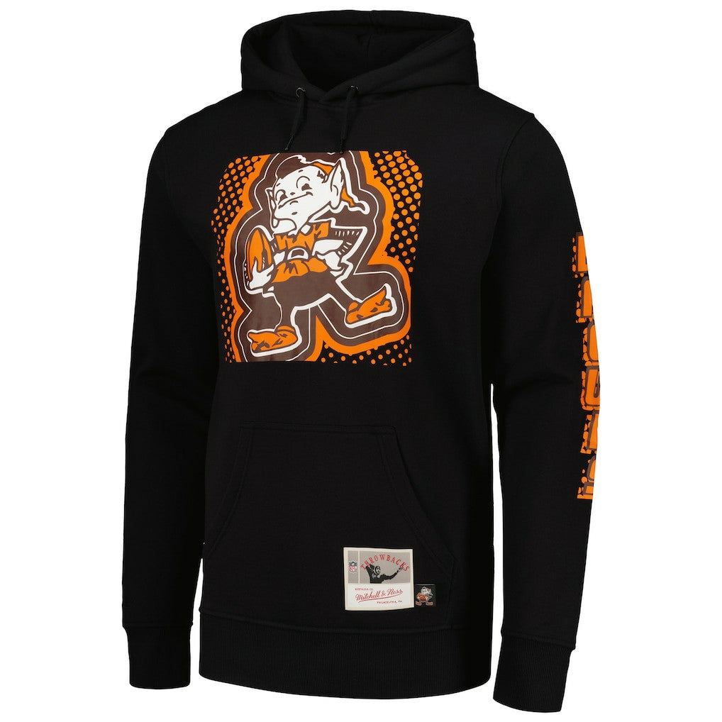 Cleveland Browns Gridiron Classics Big Face 7.0 Pullover Hoodie Black | Mitchell & Ness