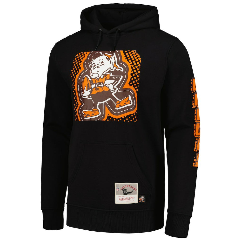 Cleveland Browns Gridiron Classics Big Face 7.0 Pullover Hoodie Black | Mitchell & Ness