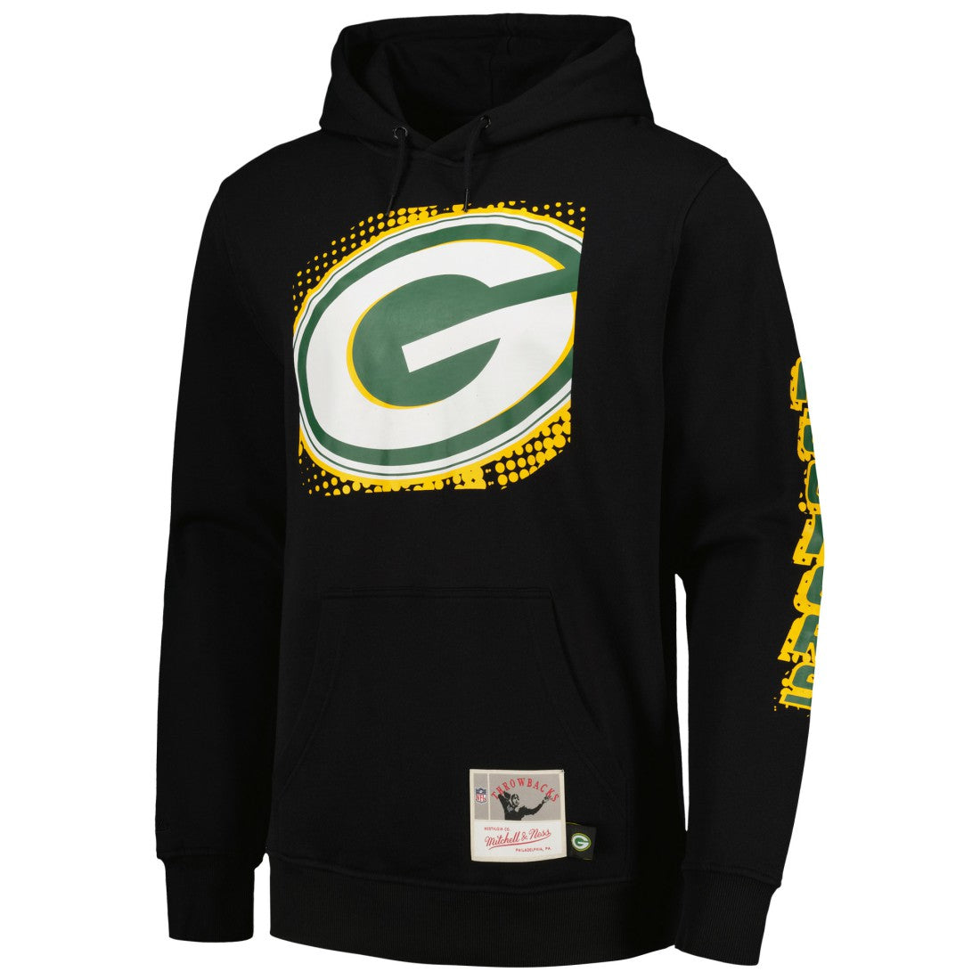 Green Bay Packers Gridiron Classics Big Face 7.0 Pullover Hoodie Black | Mitchell & Ness