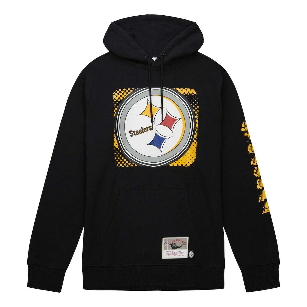 Pittsburgh Steelers Gridiron Classics Big Face 7.0 Pullover Hoodie Black | Mitchell & Ness