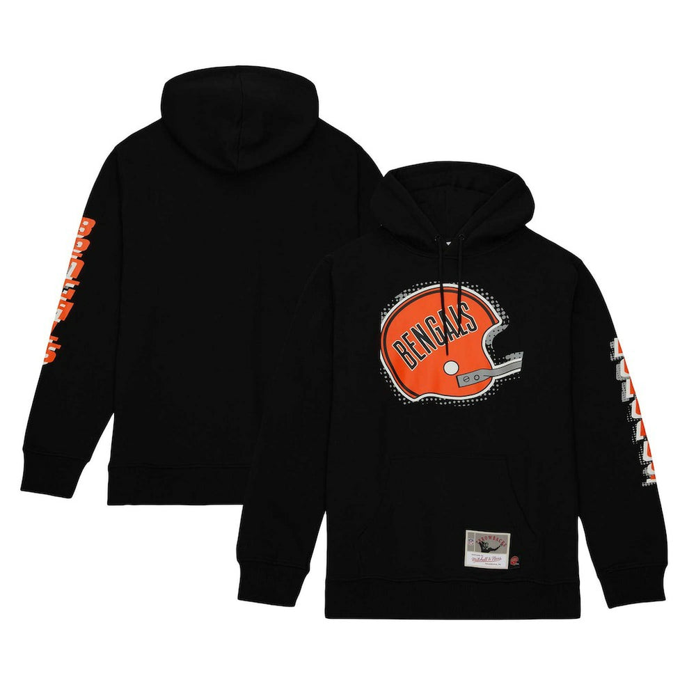Cincinnati Bengals Gridiron Classics Big Face 7.0 Pullover Hoodie Black | Mitchell & Ness