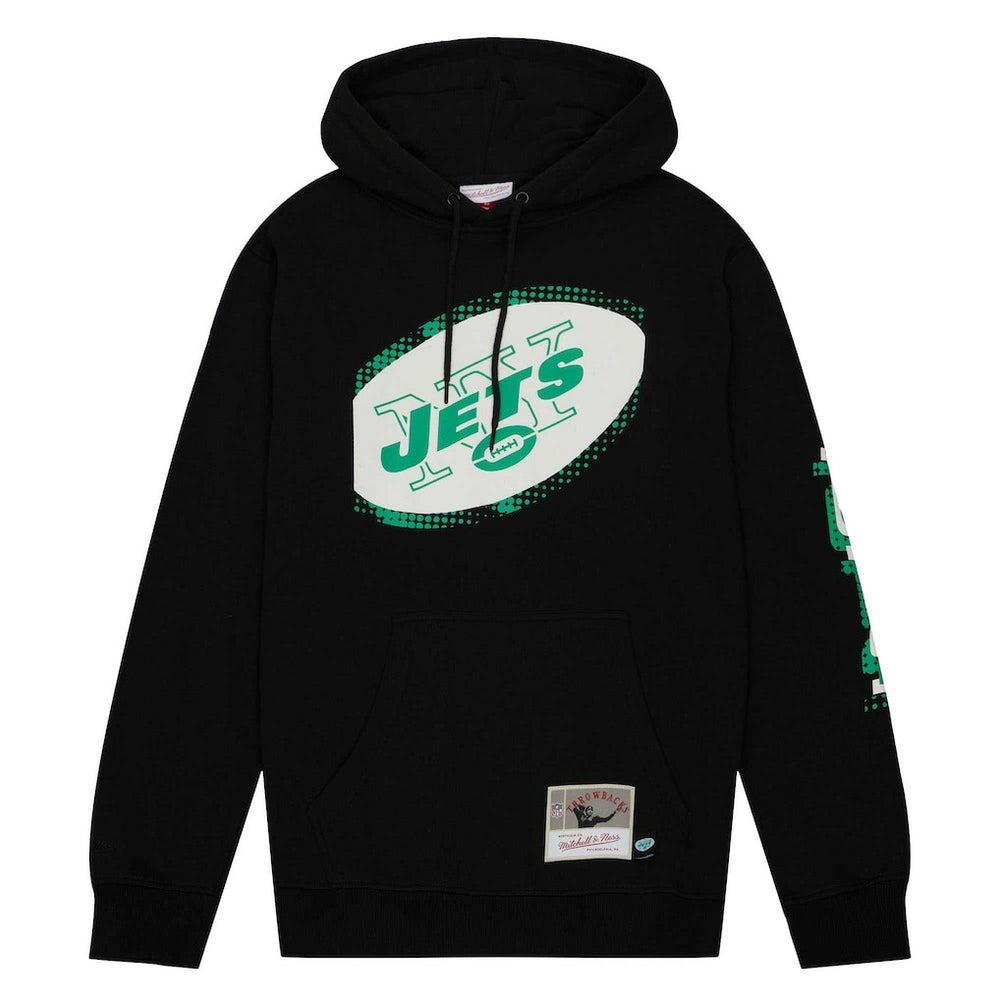 New York Jets Gridiron Classics Big Face 7.0 Pullover Hoodie Black | Mitchell & Ness