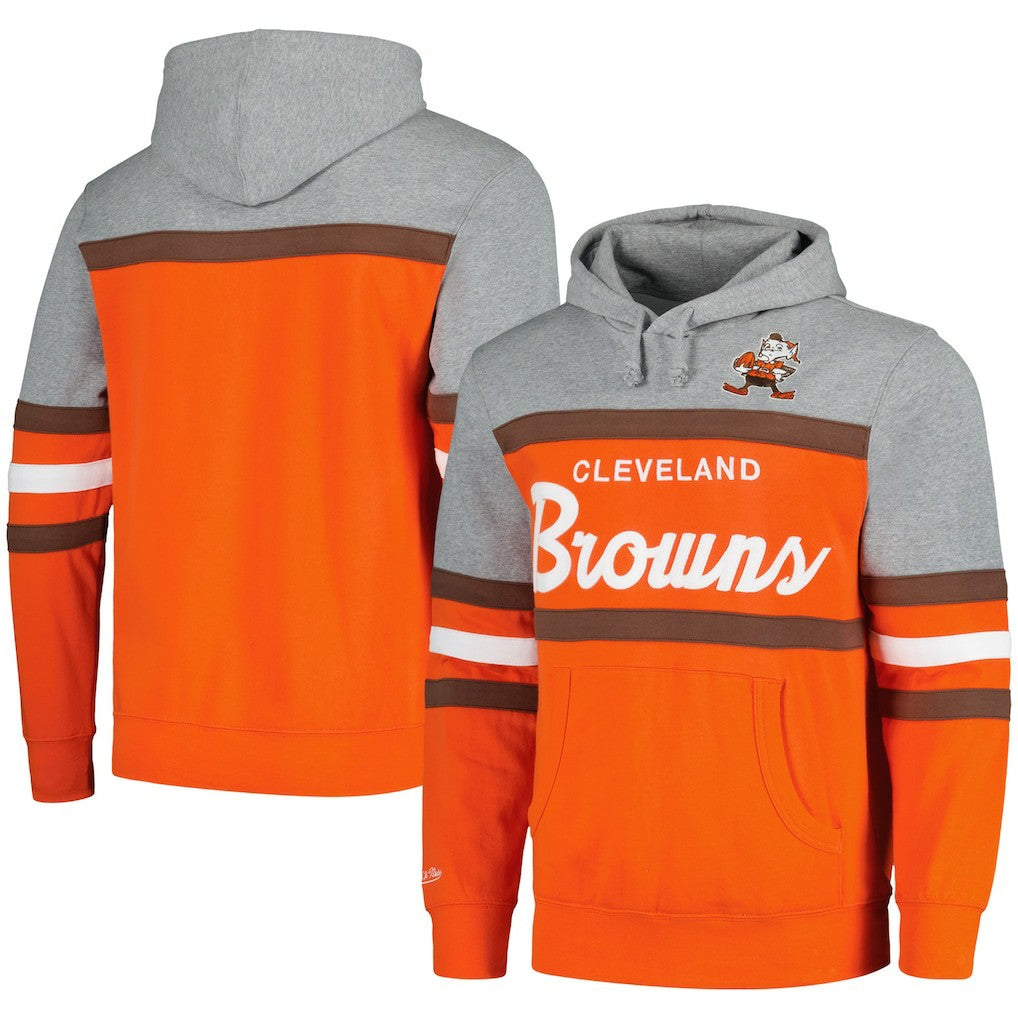 Cleveland Browns Head Coach Pullover Hoodie Orange/Heather Gray | Mitchell & Ness