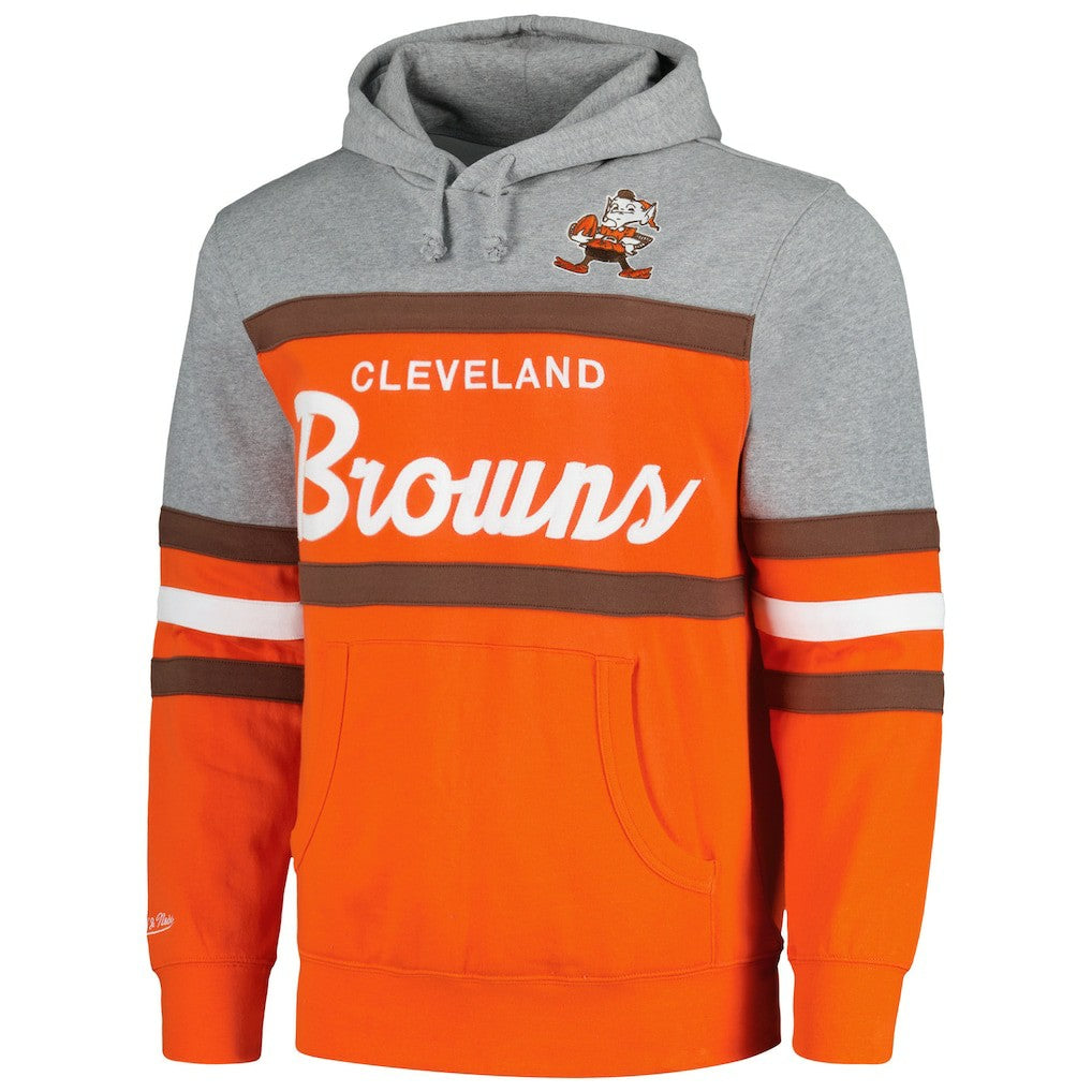Cleveland Browns Head Coach Pullover Hoodie Orange/Heather Gray | Mitchell & Ness