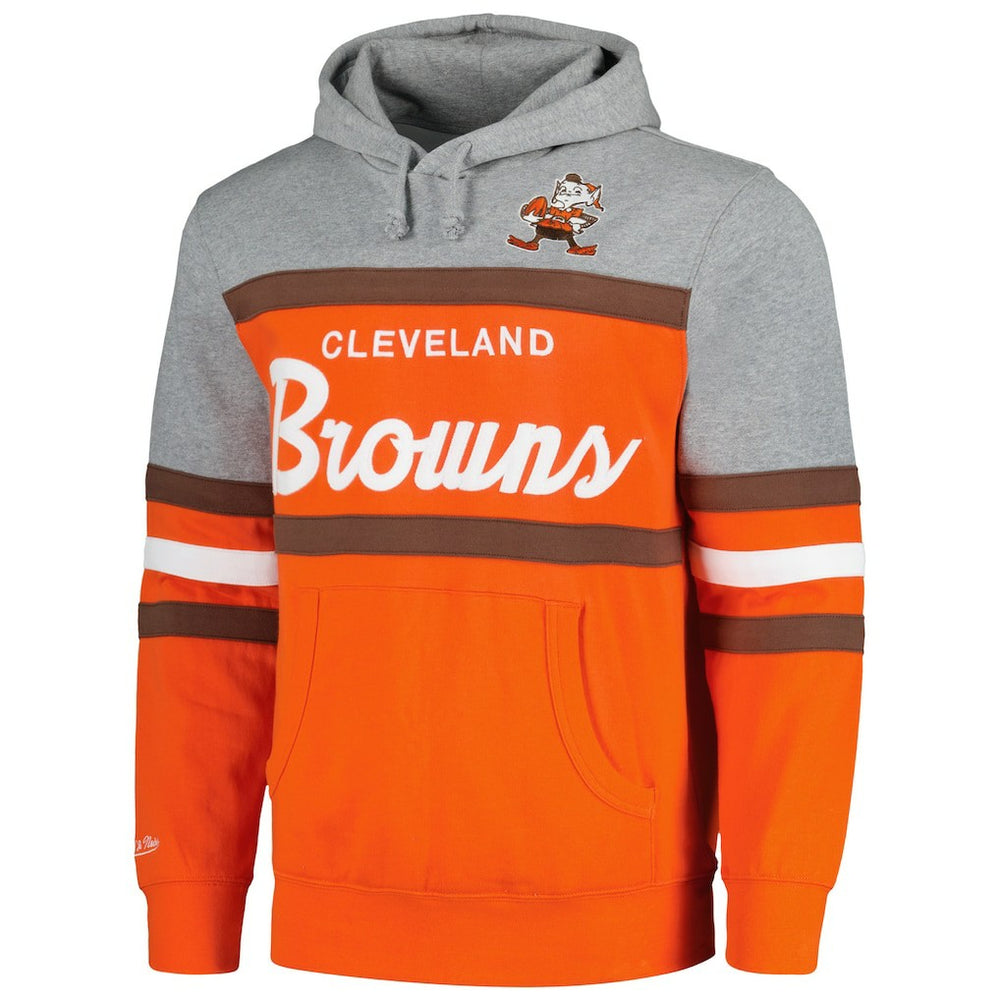 Cleveland Browns Head Coach Pullover Hoodie Orange/Heather Gray | Mitchell & Ness